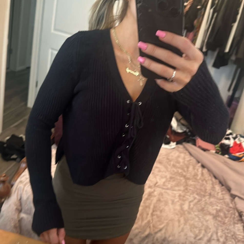 Women’s express lace up pull over sweater